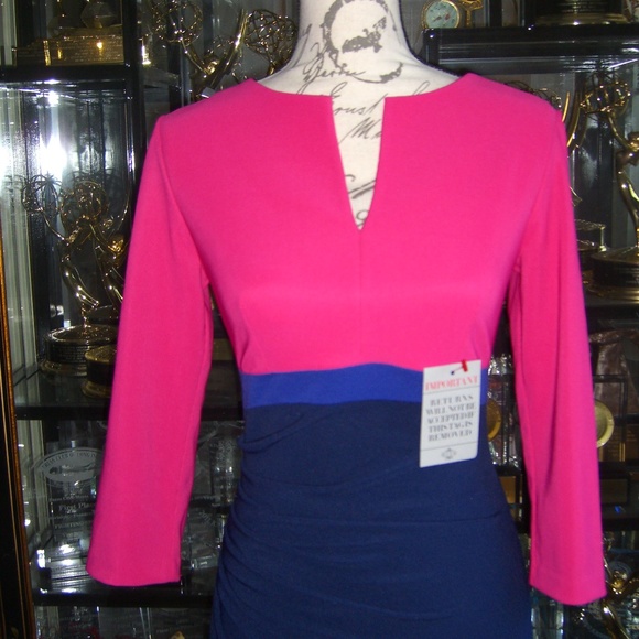 DIVA CATWALK NADIA COLOR BLOCK 3/4 SLEEVE DRESS M - Picture 2 of 6